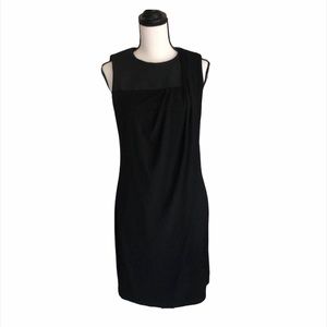WHBM Faux Leather Swag Shoulder Black Dress